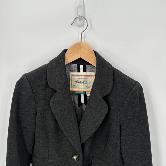 ANTHROPOLOGIE Cartonnier Heathered Grey Blazer Jacket // 0P - Picture 2 of 7
